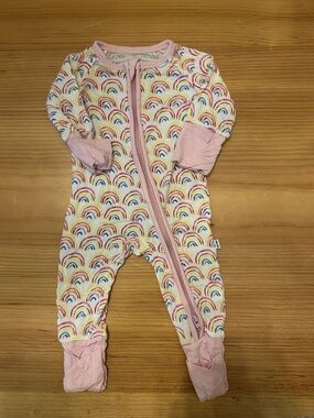 Little Sleepies Pink Rainbow Print Footed One-Piece